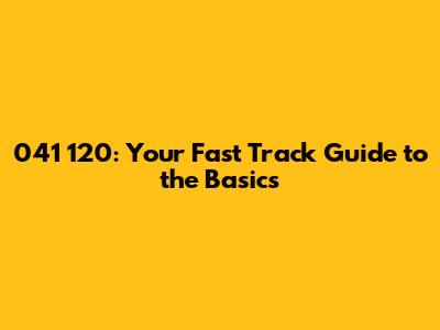 041 120: Your Fast Track Guide to the Basics