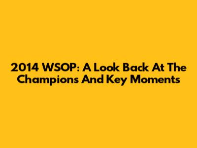 2014 WSOP: A Look Back At The Champions And Key Moments