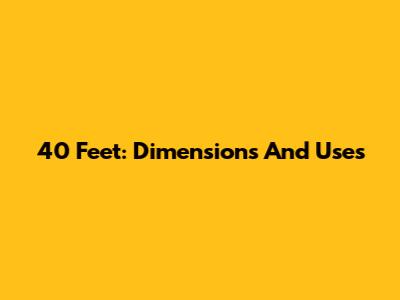 40 Feet: Dimensions And Uses