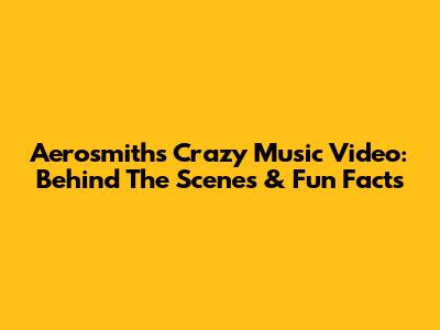 Aerosmith's "Crazy" Music Video: Behind The Scenes & Fun Facts