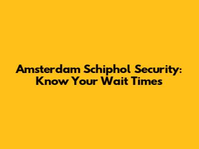 Amsterdam Schiphol Security: Know Your Wait Times
