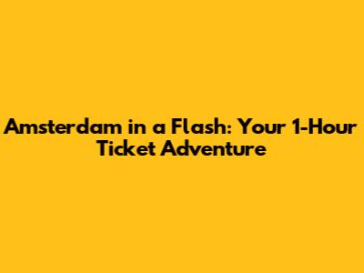 Amsterdam in a Flash: Your 1-Hour Ticket Adventure