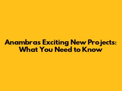 Anambra's Exciting New Projects: What You Need to Know