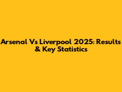 Arsenal Vs Liverpool 2025: Results & Key Statistics