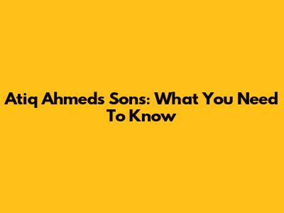 Atiq Ahmed's Sons: What You Need To Know