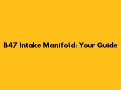 B47 Intake Manifold: Your Guide