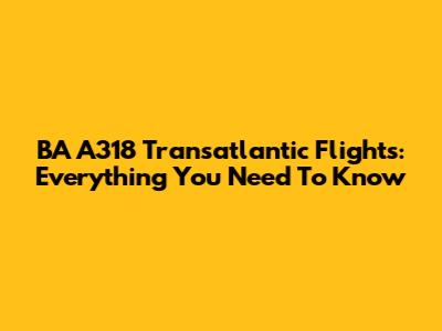 BA A318 Transatlantic Flights: Everything You Need To Know