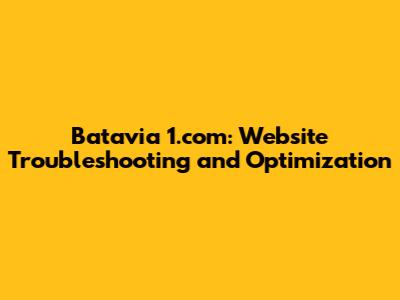 Batavia 1.com: Website Troubleshooting and Optimization