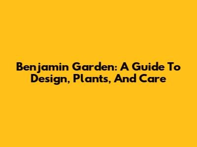 Benjamin Garden: A Guide To Design, Plants, And Care