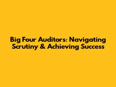 Big Four Auditors: Navigating Scrutiny & Achieving Success