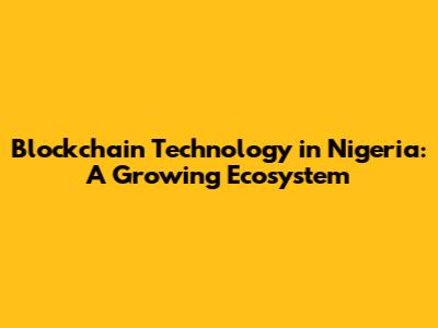 Blockchain Technology in Nigeria: A Growing Ecosystem