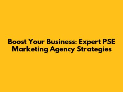 Boost Your Business: Expert PSE Marketing Agency Strategies