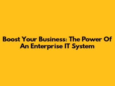 Boost Your Business: The Power Of An Enterprise IT System