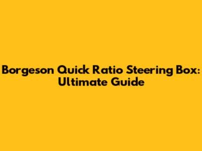 Borgeson Quick Ratio Steering Box: Ultimate Guide