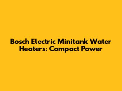 Bosch Electric Minitank Water Heaters: Compact Power