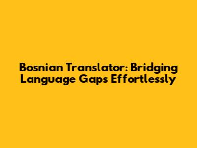 Bosnian Translator: Bridging Language Gaps Effortlessly