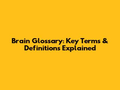 Brain Glossary: Key Terms & Definitions Explained