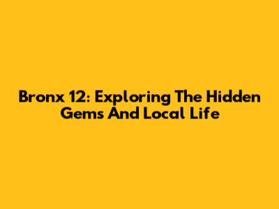 Bronx 12: Exploring The Hidden Gems And Local Life