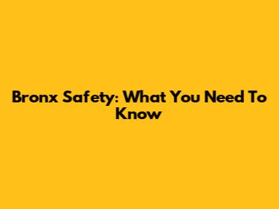 Bronx Safety: What You Need To Know
