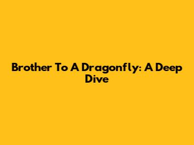 Brother To A Dragonfly: A Deep Dive