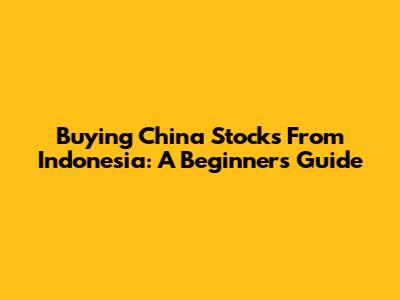 Buying China Stocks From Indonesia: A Beginner's Guide