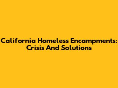 California Homeless Encampments: Crisis And Solutions