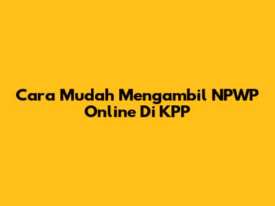 Cara Mudah Mengambil NPWP Online Di KPP
