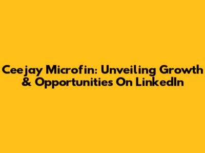 Ceejay Microfin: Unveiling Growth & Opportunities On LinkedIn