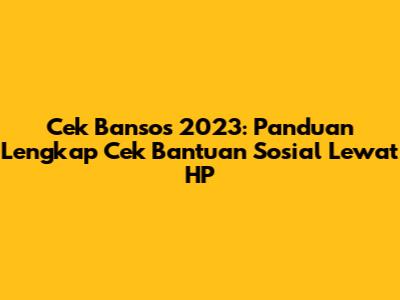 Cek Bansos 2023: Panduan Lengkap Cek Bantuan Sosial Lewat HP
