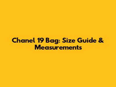 Chanel 19 Bag: Size Guide & Measurements