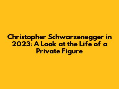 Christopher Schwarzenegger in 2023: A Look at the Life of a Private Figure
