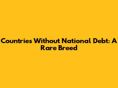Countries Without National Debt: A Rare Breed