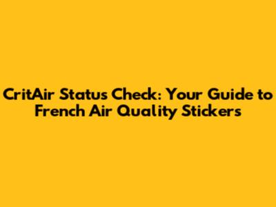 Crit'Air Status Check: Your Guide to French Air Quality Stickers