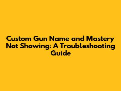 Custom Gun Name and Mastery Not Showing: A Troubleshooting Guide