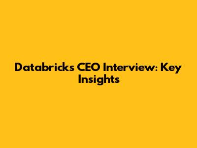 Databricks CEO Interview: Key Insights