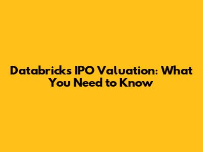 Databricks IPO Valuation: What You Need to Know