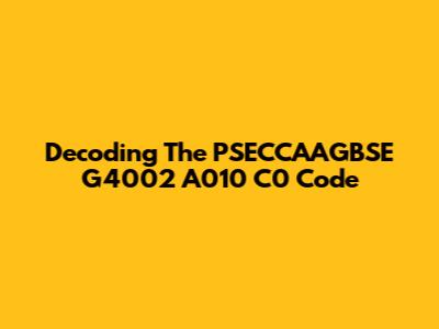 Decoding The PSECCAAGBSE G4002 A010 C0 Code