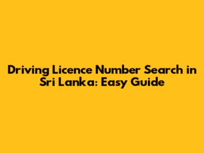 Driving Licence Number Search in Sri Lanka: Easy Guide