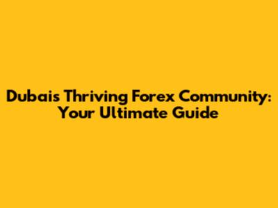 Dubai's Thriving Forex Community: Your Ultimate Guide