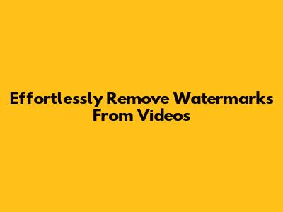 Effortlessly Remove Watermarks From Videos