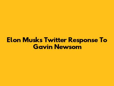 Elon Musk's Twitter Response To Gavin Newsom