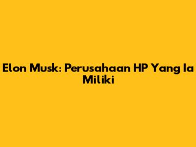 Elon Musk: Perusahaan HP Yang Ia Miliki