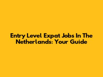 Entry Level Expat Jobs In The Netherlands: Your Guide