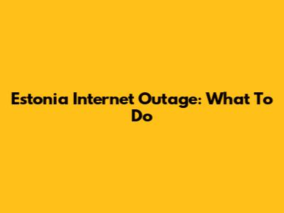 Estonia Internet Outage: What To Do