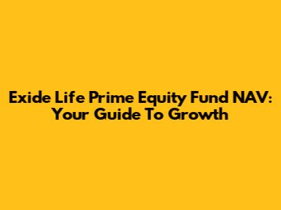 Exide Life Prime Equity Fund NAV: Your Guide To Growth