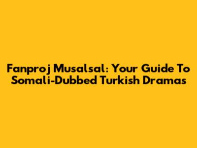 Fanproj Musalsal: Your Guide To Somali-Dubbed Turkish Dramas