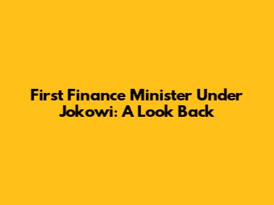First Finance Minister Under Jokowi: A Look Back