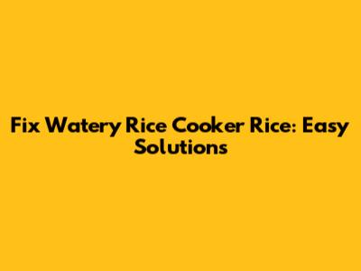 Fix Watery Rice Cooker Rice: Easy Solutions
