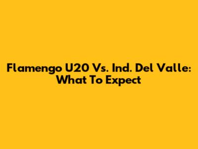 Flamengo U20 Vs. Ind. Del Valle: What To Expect