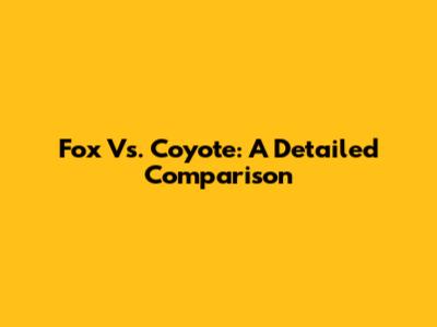 Fox Vs. Coyote: A Detailed Comparison